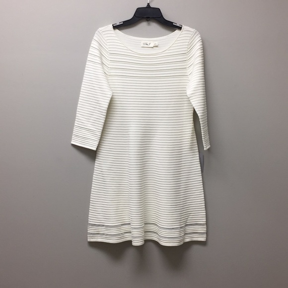 Eliza J Mesh Knit Long Sleeve Dress Petite Large - Picture 2 of 8